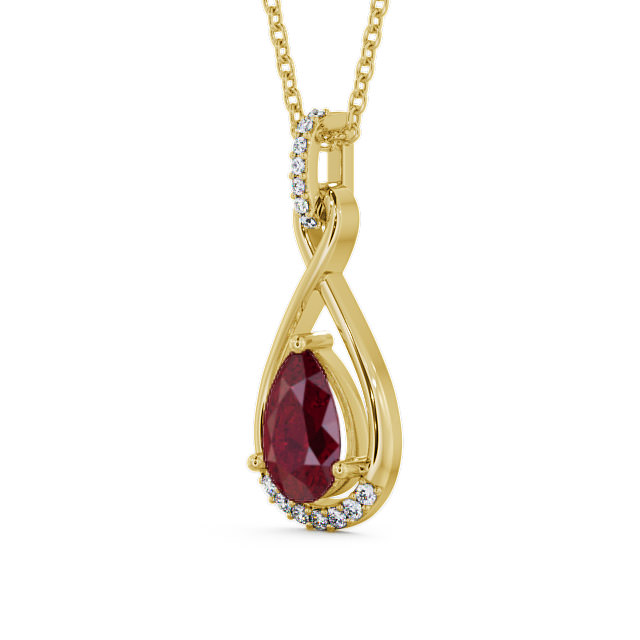 Drop Style Ruby and Diamond 1.95ct Pendant 18K Yellow Gold - Anmer PNT29GEM_YG_RU_THUMB2