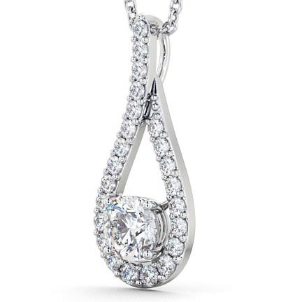 Drop Round Diamond Pendant 9K White Gold PNT2_WG_THUMB1 