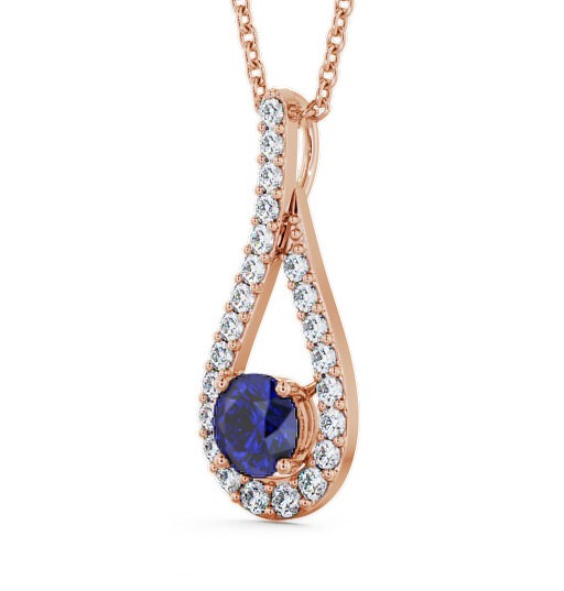 Drop Style Blue Sapphire and Diamond 1.55ct Pendant 18K Rose Gold - Kentra PNT2GEM_RG_BS_THUMB1