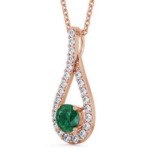 Drop Style Emerald and Diamond 1.30ct Pendant 18K Rose Gold PNT2GEM_RG_EM_THUMB1 