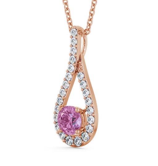  Drop Style Pink Sapphire and Diamond 1.55ct Pendant 18K Rose Gold - Kentra PNT2GEM_RG_PS_THUMB1 