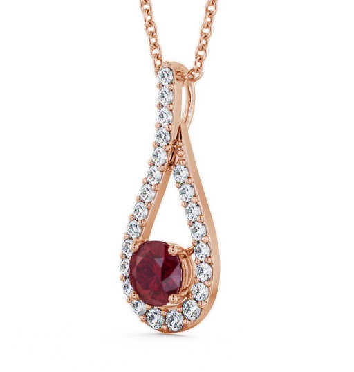 Drop Style Ruby and Diamond 1.55ct Pendant 18K Rose Gold PNT2GEM_RG_RU_THUMB1 