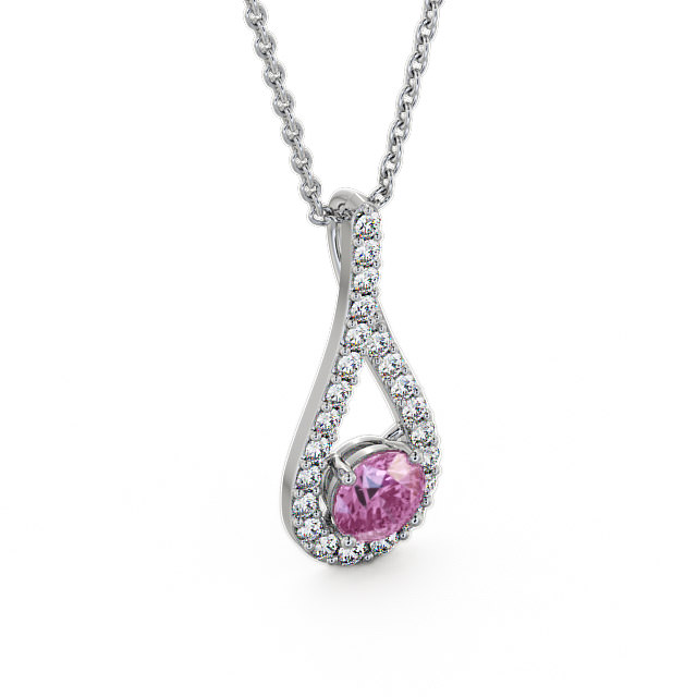 Drop Style Pink Sapphire and Diamond 1.55ct Pendant 9K White Gold - Kentra PNT2GEM_WG_PS_THUMB2