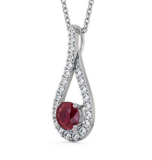 Drop Style Ruby and Diamond 1.55ct Pendant 9K White Gold PNT2GEM_WG_RU_THUMB1