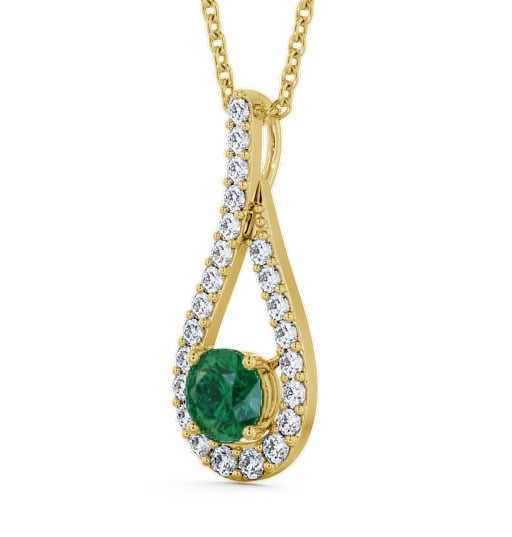 Drop Style Emerald and Diamond 1.30ct Pendant 9K Yellow Gold - Kentra PNT2GEM_YG_EM_THUMB1