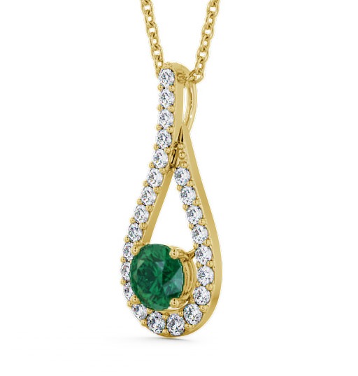 Drop Style Emerald and Diamond 1.30ct Pendant 18K Yellow Gold PNT2GEM_YG_EM_THUMB1