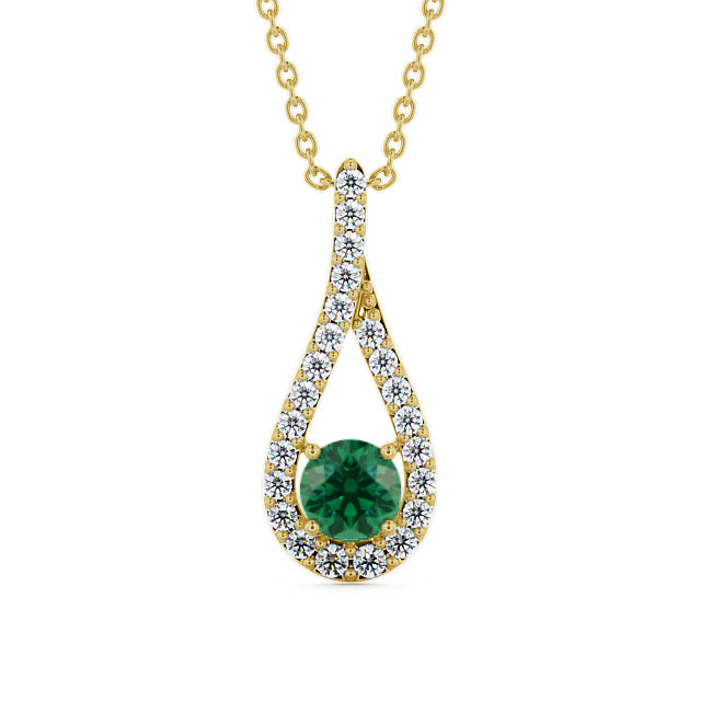 Drop Style Emerald and Diamond 1.30ct Pendant 18K Yellow Gold - Kentra PNT2GEM_YG_EM_THUMB2