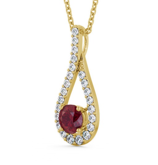 Drop Style Ruby and Diamond 1.55ct Pendant 18K Yellow Gold PNT2GEM_YG_RU_THUMB1