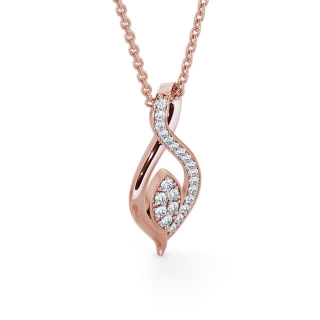 Leaf Shaped Diamond Pendant 18K Rose Gold - Rivelin PNT30_RG_FLAT