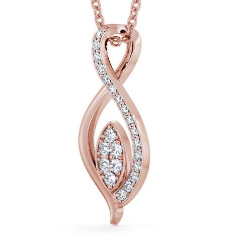 Leaf Shaped Diamond Cluster Pendant 18K Rose Gold PNT30_RG_THUMB1