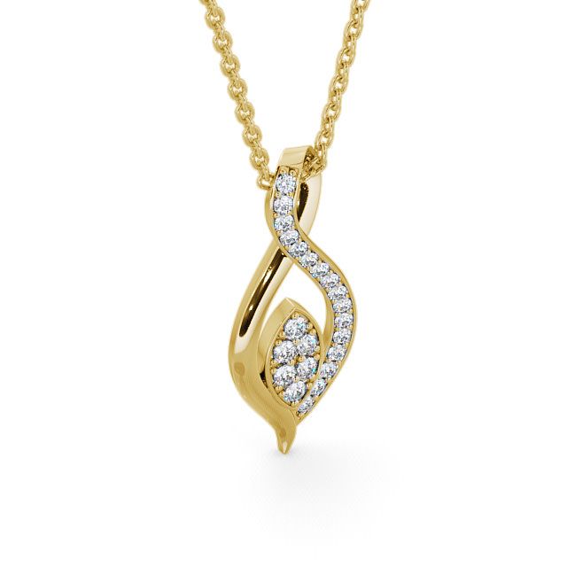 Leaf Shaped Diamond Pendant 18K Yellow Gold - Rivelin PNT30_YG_FLAT