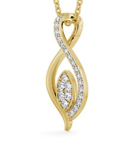 Leaf Shaped Diamond Cluster Pendant 9K Yellow Gold PNT30_YG_THUMB1 