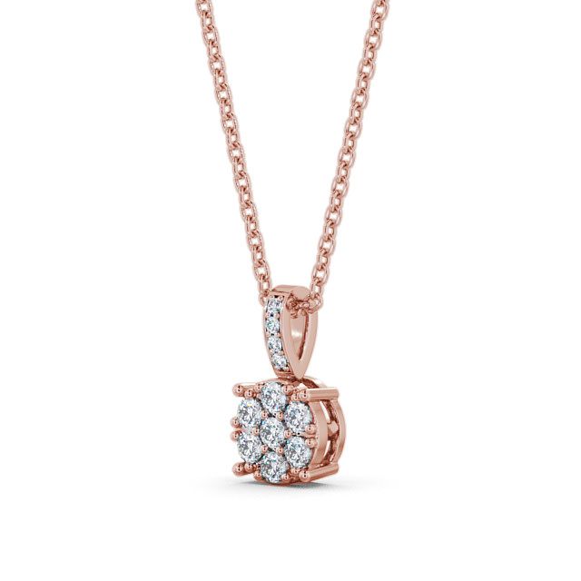 Cluster Round Diamond Pendant 9K Rose Gold - Aley PNT32_RG_SIDE