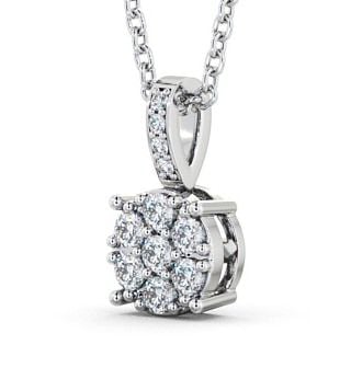 Cluster Round Diamond Pendant 18K White Gold PNT32_WG_THUMB1