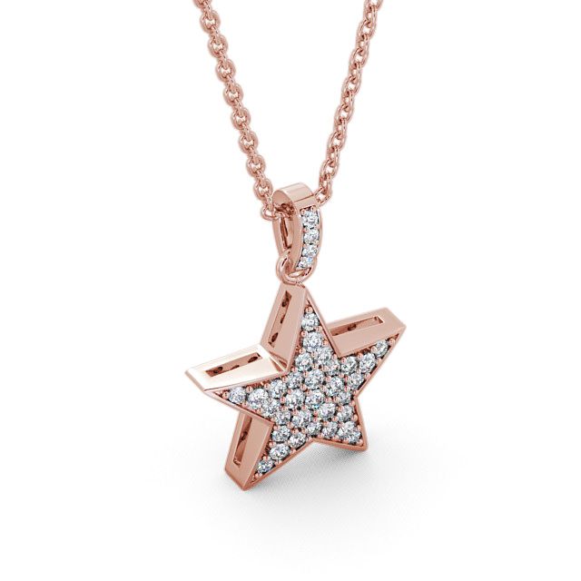 Star Shaped Diamond 0.42ct Pendant 18K Rose Gold - Mayfair PNT33_RG_FLAT