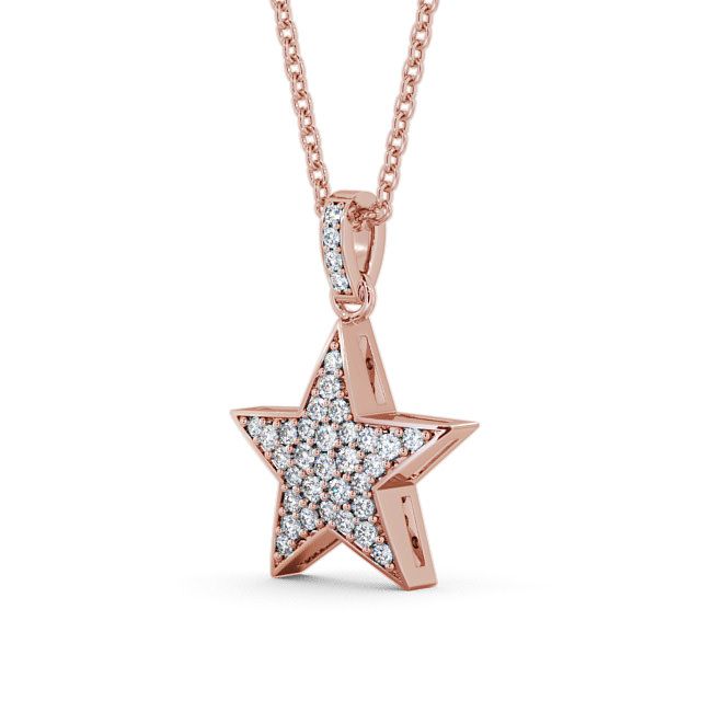 Star Shaped Diamond 0.42ct Pendant 9K Rose Gold - Mayfair PNT33_RG_SIDE