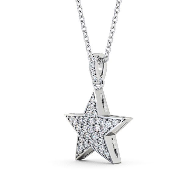 Star Shaped Diamond 0.42ct Pendant 9K White Gold - Mayfair PNT33_WG_SIDE