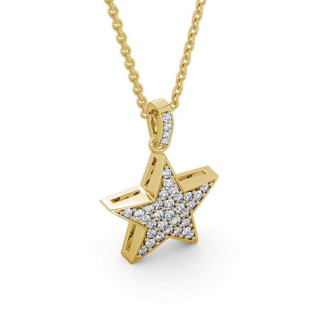 Star Shaped Diamond 0.42ct Pendant 9K Yellow Gold - Mayfair PNT33_YG_FLAT
