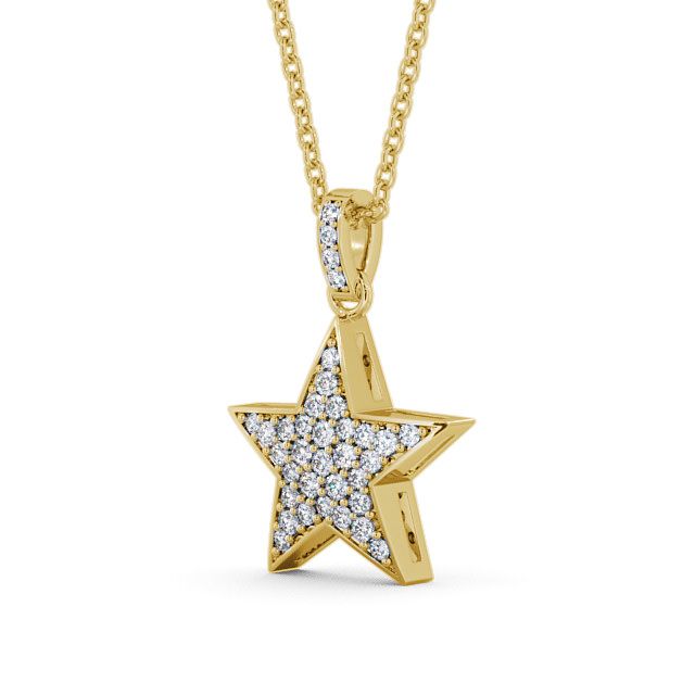 Star Shaped Diamond 0.42ct Pendant 18K Yellow Gold - Mayfair PNT33_YG_SIDE