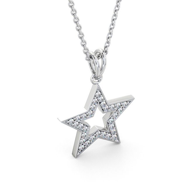 Star Shaped Diamond Pendant 18K White Gold - Roxby | Angelic Diamonds