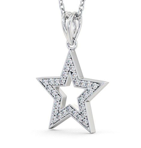 Star Shaped Diamond Pave Channel Set Pendant 9K White Gold PNT34_WG_THUMB1