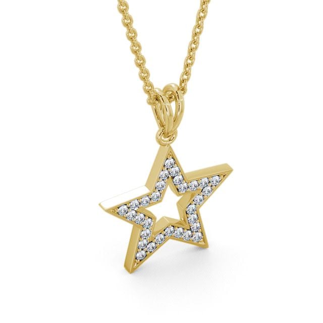 Star Shaped Diamond Pendant 18K Yellow Gold - Roxby PNT34_YG_FLAT