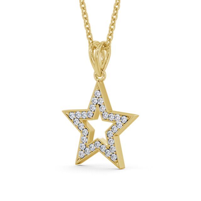 Star Shaped Diamond Pendant 9K Yellow Gold - Roxby PNT34_YG_SIDE