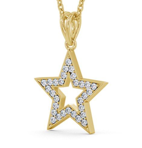 Star Shaped Diamond Pave Channel Set Pendant 18K Yellow Gold PNT34_YG_THUMB1 