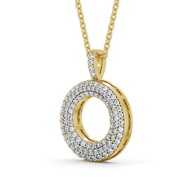 Circle Diamond 0.60ct Pendant 9K Yellow Gold - Sarclet PNT35_YG_SIDE