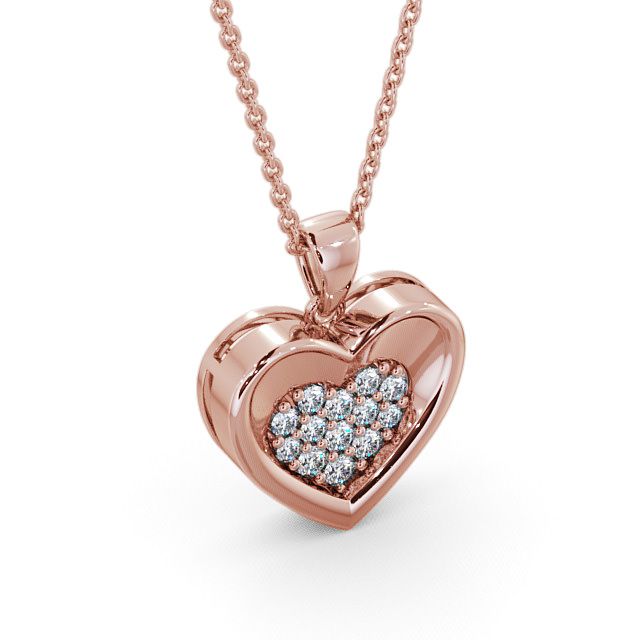Heart Diamond Pendant 9K Rose Gold - Adour PNT36_RG_FLAT