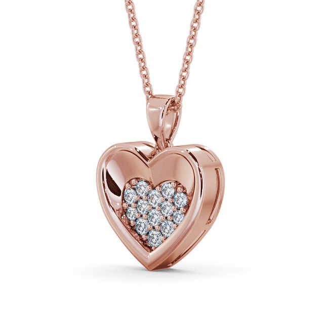 Heart Diamond Pendant 18K Rose Gold - Adour PNT36_RG_SIDE