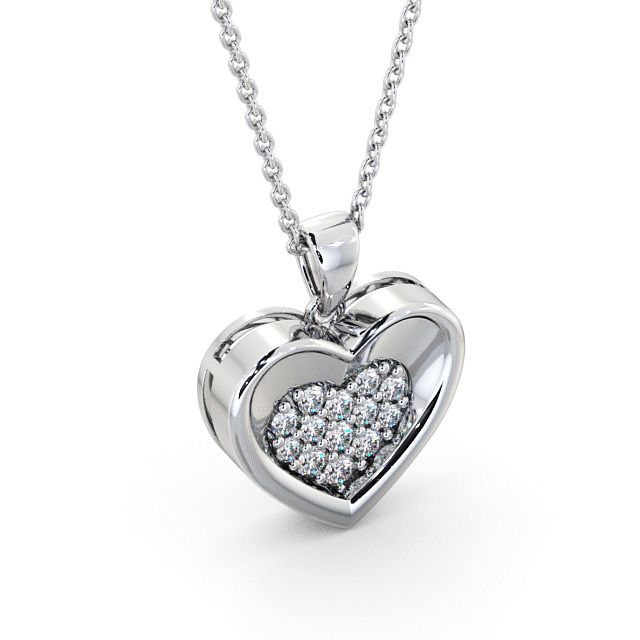 Heart Diamond Pendant 18K White Gold - Adour PNT36_WG_FLAT