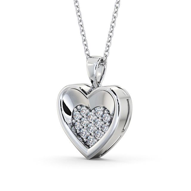 Heart Diamond Pendant 18K White Gold - Adour PNT36_WG_SIDE