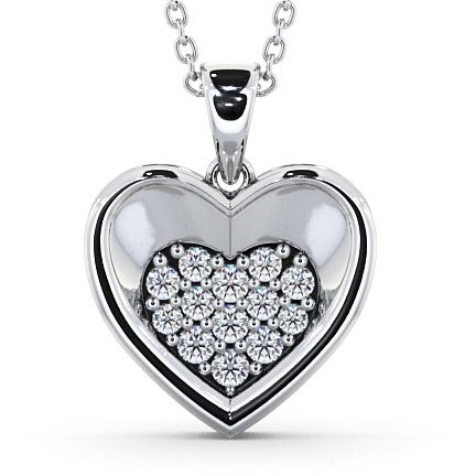  Heart Diamond Pendant 9K White Gold - Adour PNT36_WG_THUMB2 
