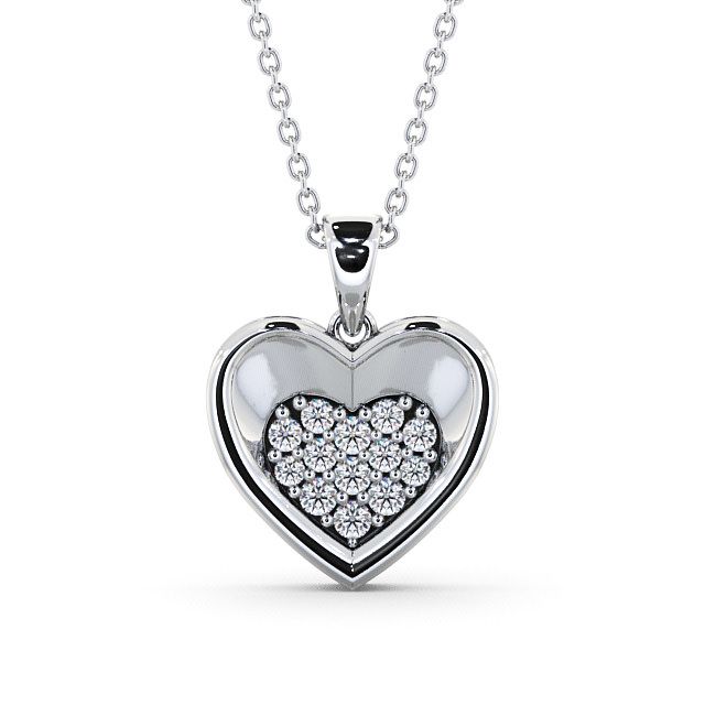 Heart Diamond Pendant 18K White Gold - Adour PNT36_WG_UP