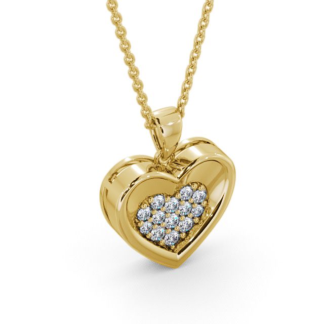 Heart Diamond Pendant 18K Yellow Gold - Adour PNT36_YG_FLAT