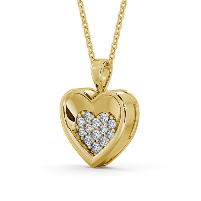 Heart Diamond Pendant 9K Yellow Gold - Adour PNT36_YG_SIDE