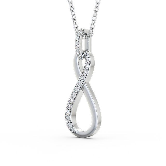 Figure Of Eight Diamond 0.20ct Pendant 18K White Gold - Ireby PNT37_WG_SIDE