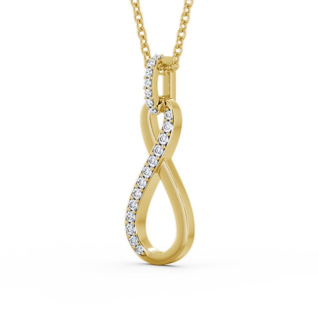 Figure Of Eight Diamond 0.20ct Pendant 18K Yellow Gold - Ireby PNT37_YG_SIDE