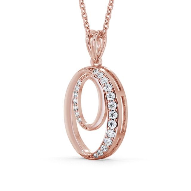 Circle Diamond 0.25ct Pendant 9K Rose Gold - Ordale PNT38_RG_SIDE