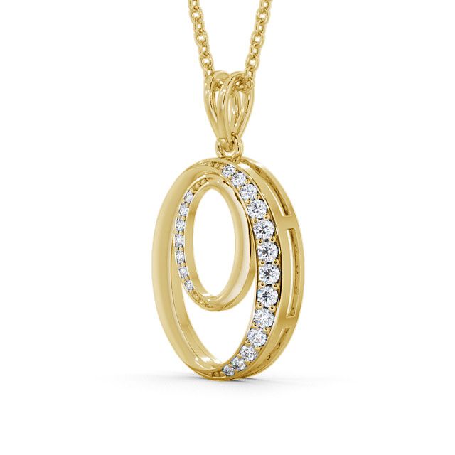 Circle Diamond 0.25ct Pendant 18K Yellow Gold - Ordale PNT38_YG_SIDE