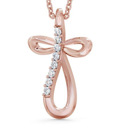 Cross Round Diamond 0.16ct Pendant 18K Rose Gold PNT39_RG_THUMB1