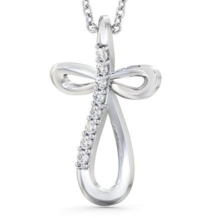 Cross Round Diamond 0.16ct Pendant 9K White Gold PNT39_WG_THUMB1 