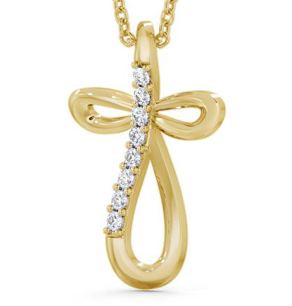 Cross Round Diamond 0.16ct Pendant 18K Yellow Gold PNT39_YG_THUMB1