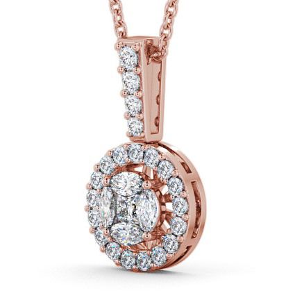 Halo Round Diamond 0.90ct Illusion Design Pendant 9K Rose Gold PNT3_RG_THUMB1