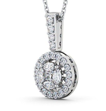 Halo Round Diamond 0.90ct Illusion Design Pendant 18K White Gold PNT3_WG_THUMB1