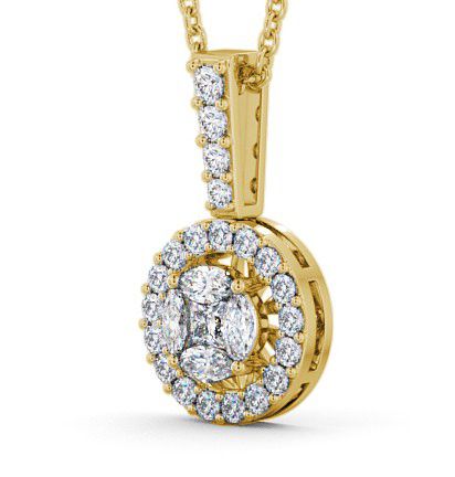 Halo Round Diamond 0.90ct Illusion Design Pendant 9K Yellow Gold PNT3_YG_THUMB1