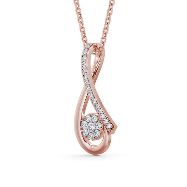Drop Round Diamond 0.25ct Pendant 18K Rose Gold - Beare PNT40_RG_SIDE