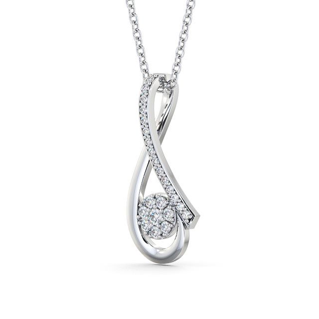 Drop Round Diamond 0.25ct Pendant 18K White Gold - Beare PNT40_WG_SIDE