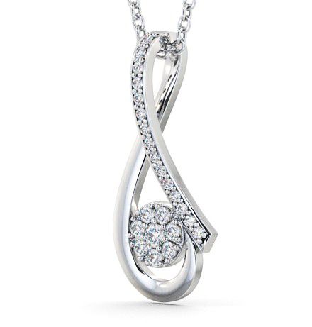 Drop Round Diamond 0.25ct Cluster Pendant 18K White Gold PNT40_WG_THUMB1 